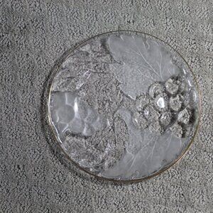 Set of 6 KIG Indonesia Vintage Clear Glass Gold Rimmed Round 7.25" Salad Plates